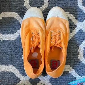 BenSimon Vegan Orange Lace up Cloth Tennis Sneakers